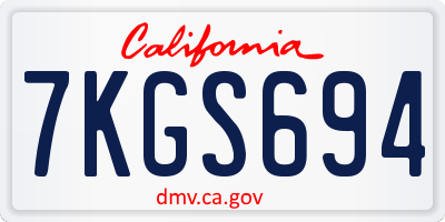 CA license plate 7KGS694