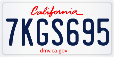 CA license plate 7KGS695
