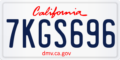 CA license plate 7KGS696