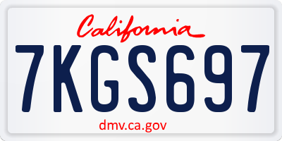 CA license plate 7KGS697