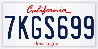 CA license plate 7KGS699