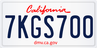 CA license plate 7KGS700