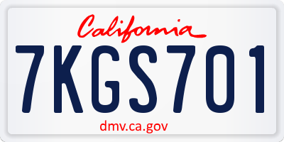 CA license plate 7KGS701
