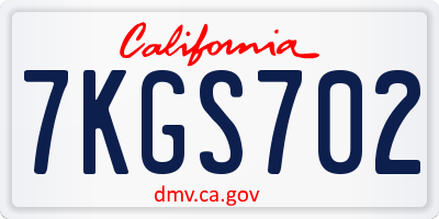 CA license plate 7KGS702