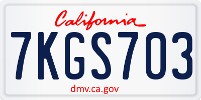 CA license plate 7KGS703