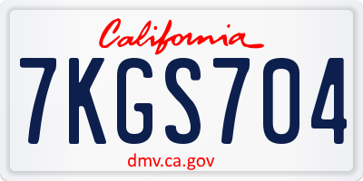 CA license plate 7KGS704