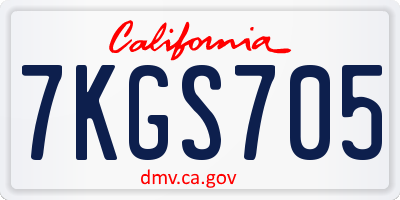 CA license plate 7KGS705
