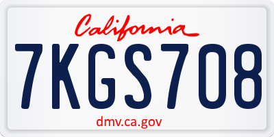 CA license plate 7KGS708