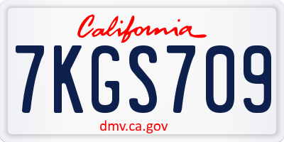 CA license plate 7KGS709
