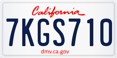 CA license plate 7KGS710