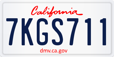 CA license plate 7KGS711