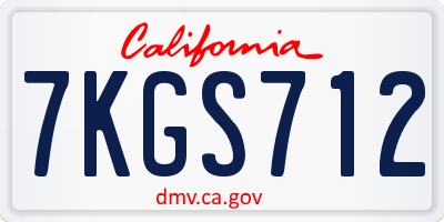 CA license plate 7KGS712