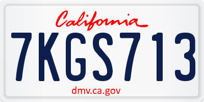 CA license plate 7KGS713
