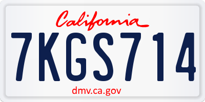 CA license plate 7KGS714