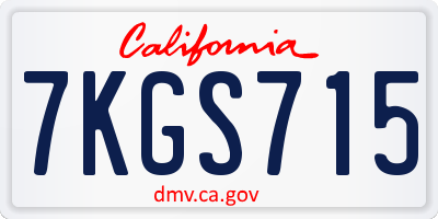 CA license plate 7KGS715