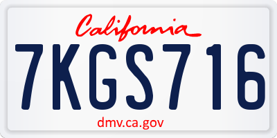 CA license plate 7KGS716