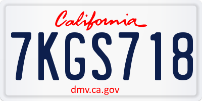 CA license plate 7KGS718