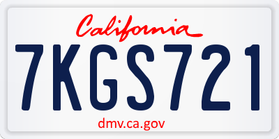 CA license plate 7KGS721