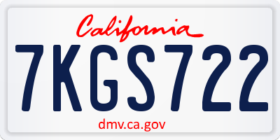 CA license plate 7KGS722