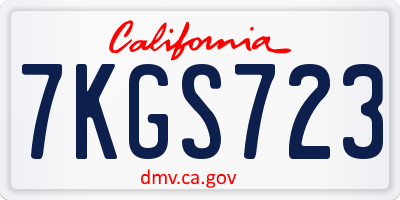 CA license plate 7KGS723