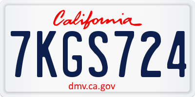 CA license plate 7KGS724