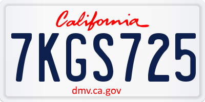 CA license plate 7KGS725