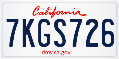 CA license plate 7KGS726