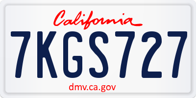 CA license plate 7KGS727