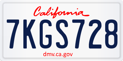 CA license plate 7KGS728