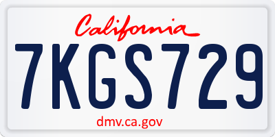CA license plate 7KGS729