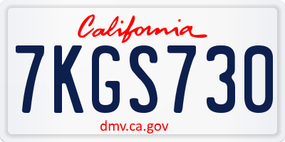 CA license plate 7KGS730