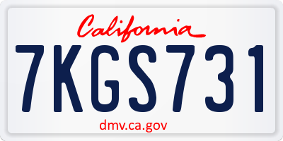 CA license plate 7KGS731