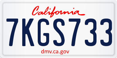 CA license plate 7KGS733