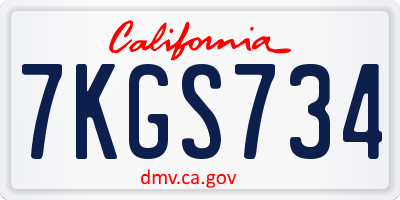 CA license plate 7KGS734