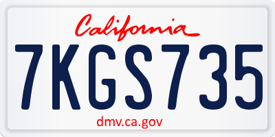 CA license plate 7KGS735