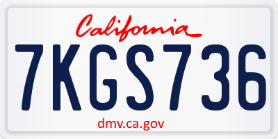 CA license plate 7KGS736