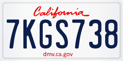 CA license plate 7KGS738