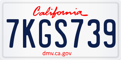 CA license plate 7KGS739