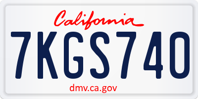 CA license plate 7KGS740