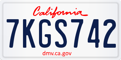 CA license plate 7KGS742