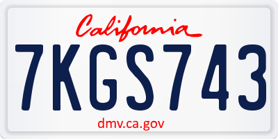 CA license plate 7KGS743