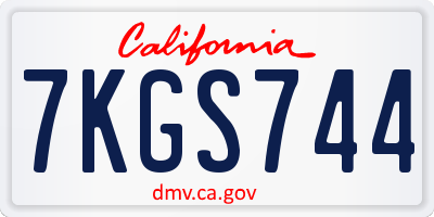 CA license plate 7KGS744