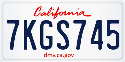CA license plate 7KGS745