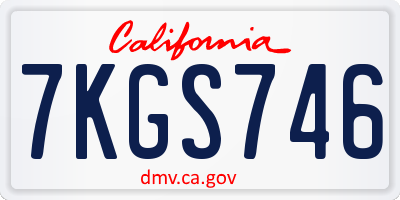 CA license plate 7KGS746