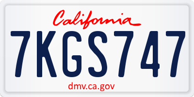 CA license plate 7KGS747