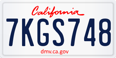 CA license plate 7KGS748