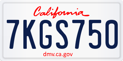 CA license plate 7KGS750