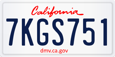CA license plate 7KGS751