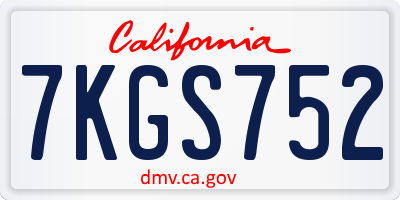 CA license plate 7KGS752