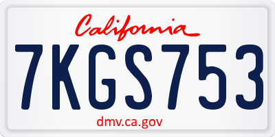 CA license plate 7KGS753